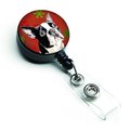 Carolines Treasures Boston Terrier Red and Green Snowflakes Christmas Retractable Badge Reel SC9400BR